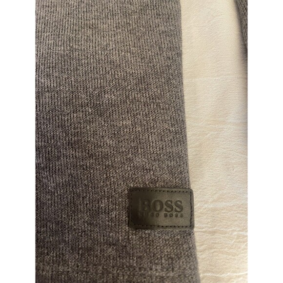 Hugo Boss Men’s Sz L 1/4 Zip Pullover Sweater Gray Cotton Casual Classic EUC - Picture 5 of 14